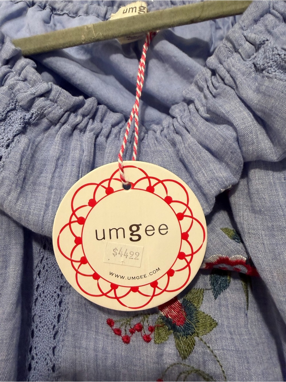 NWT Umgee Boutique BOHO Off Shoulder Light Lined Embroidered Dress Sz L - Picture 6 of 7